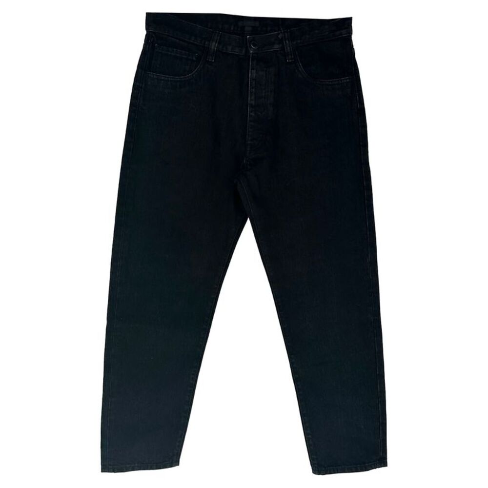 Prada Logo-Plaque Straight-Leg Jeans in Black Cotton
